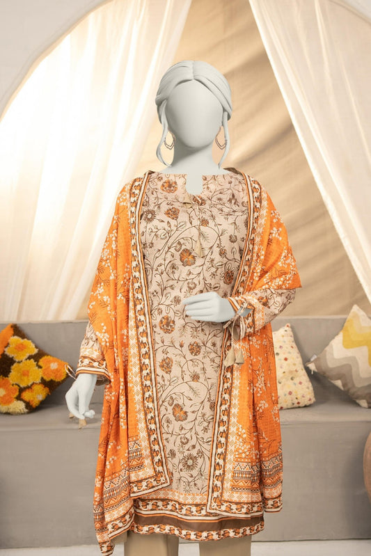 3-Piece Almeerah Unstitched Skin Printed Lawn Suit