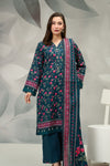 3 Pieces - Regalia Unstitched Blue Printed Khaddar Suit
