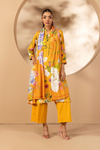 3 Pieces - Rangreza Unstitched Yellow Printed Linen Suit