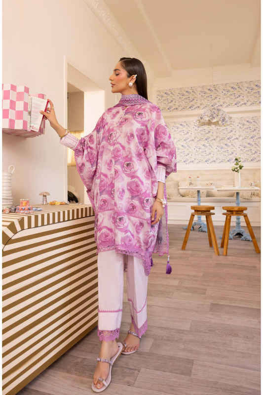 3 Pieces - GulAhmad Unstitched Pink Printed Lawn Suit