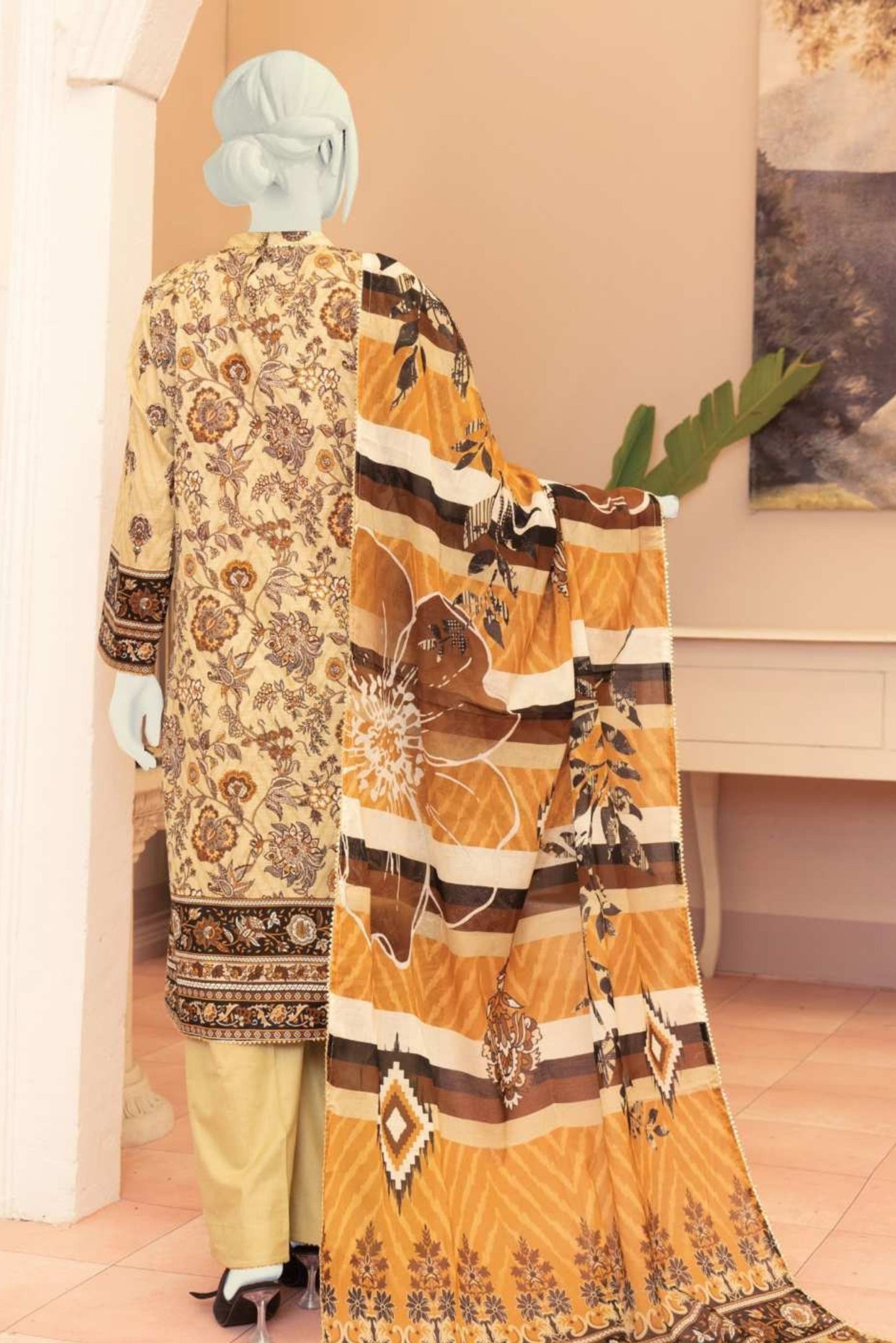 3 Pieces - Murashee Unstitched Skin Printed Lawn Suit