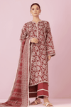 3 Pieces - Orient Unstitched Maroon Printed Lawn Suit