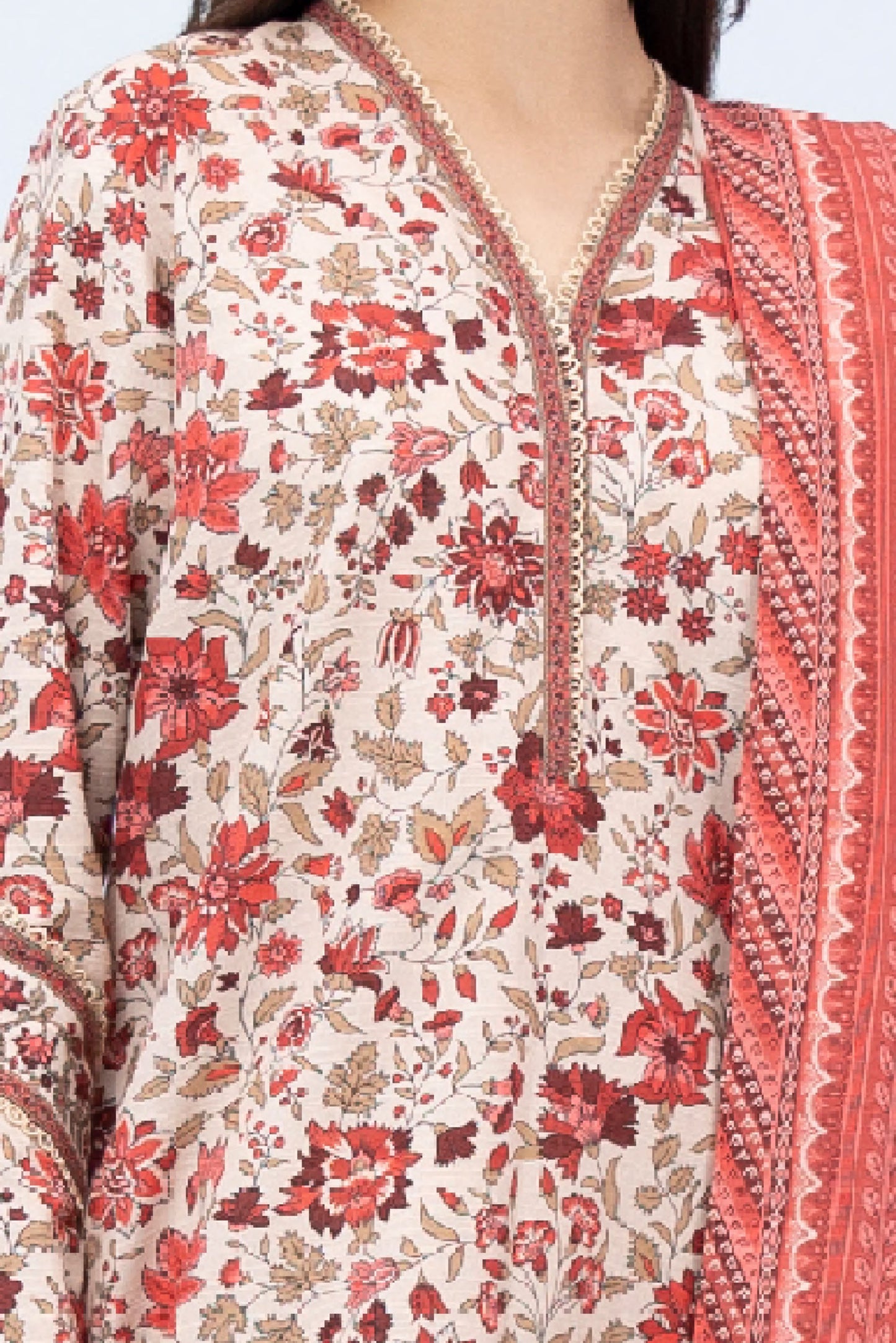 3 Pieces - Sapphire Unstitched Peach Printed Lawn Suit