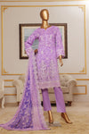 3 Pieces - Riwayat Unstitched Purple Embroided Lawn with Cutwork Chiffon Dupatta Suit