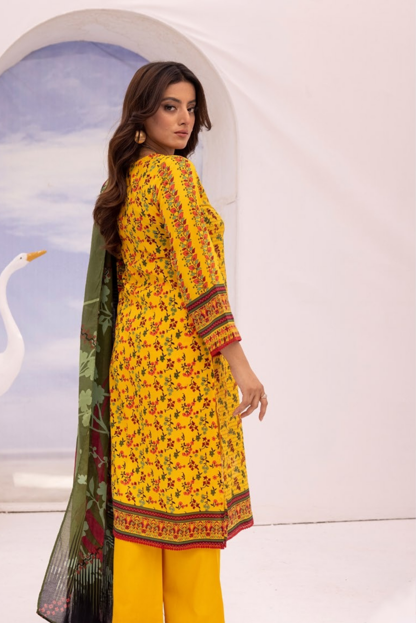 3 Pieces - Haya By Legends Unstitched Yellow Printed Lawn Suit