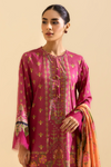 3 Pieces - Sapphire Unstitched Redish Pink Printed Lawn Suit