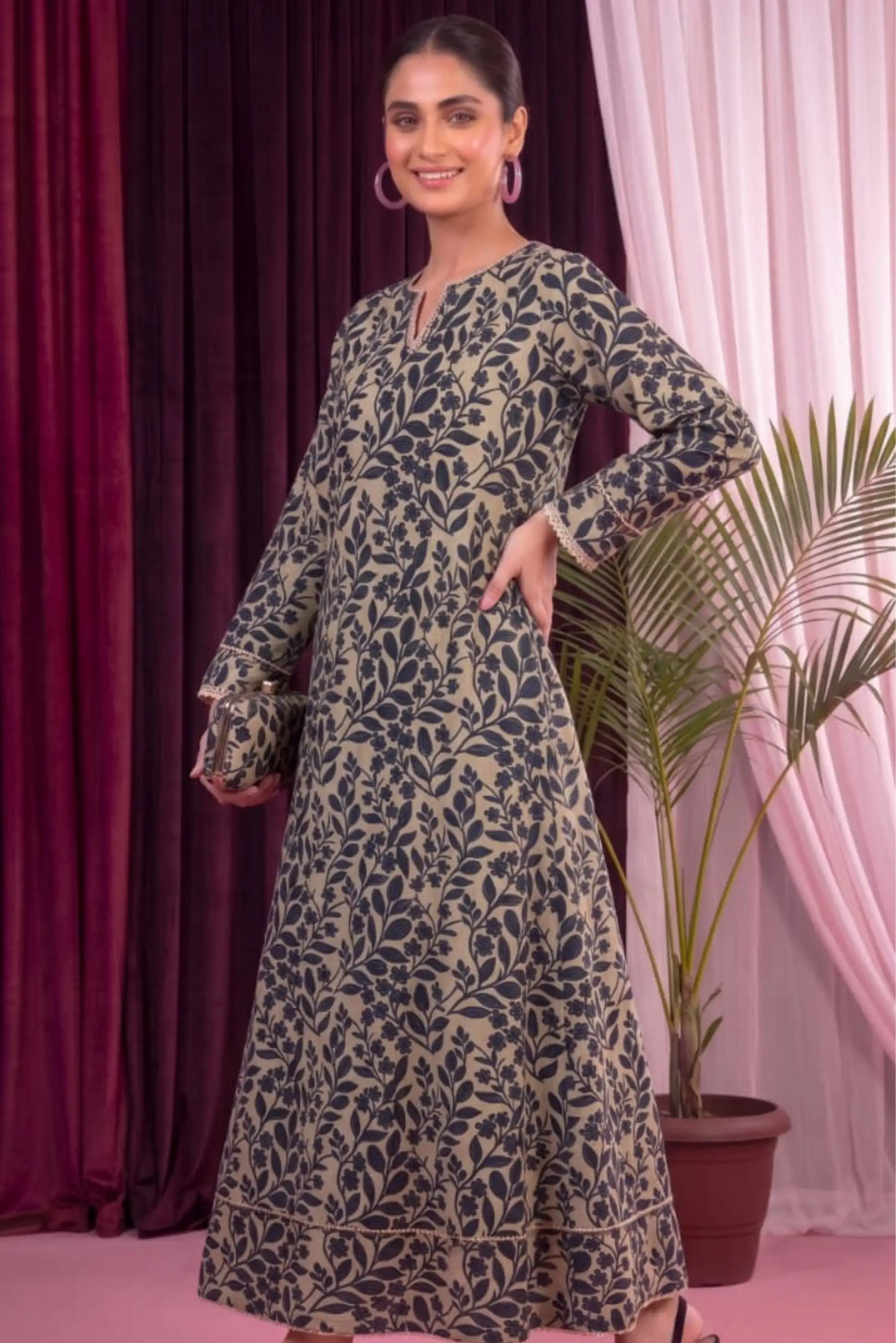 2 Piece- Sohni Dharti Unstitched Charcol Black Ladies Lawn Suit