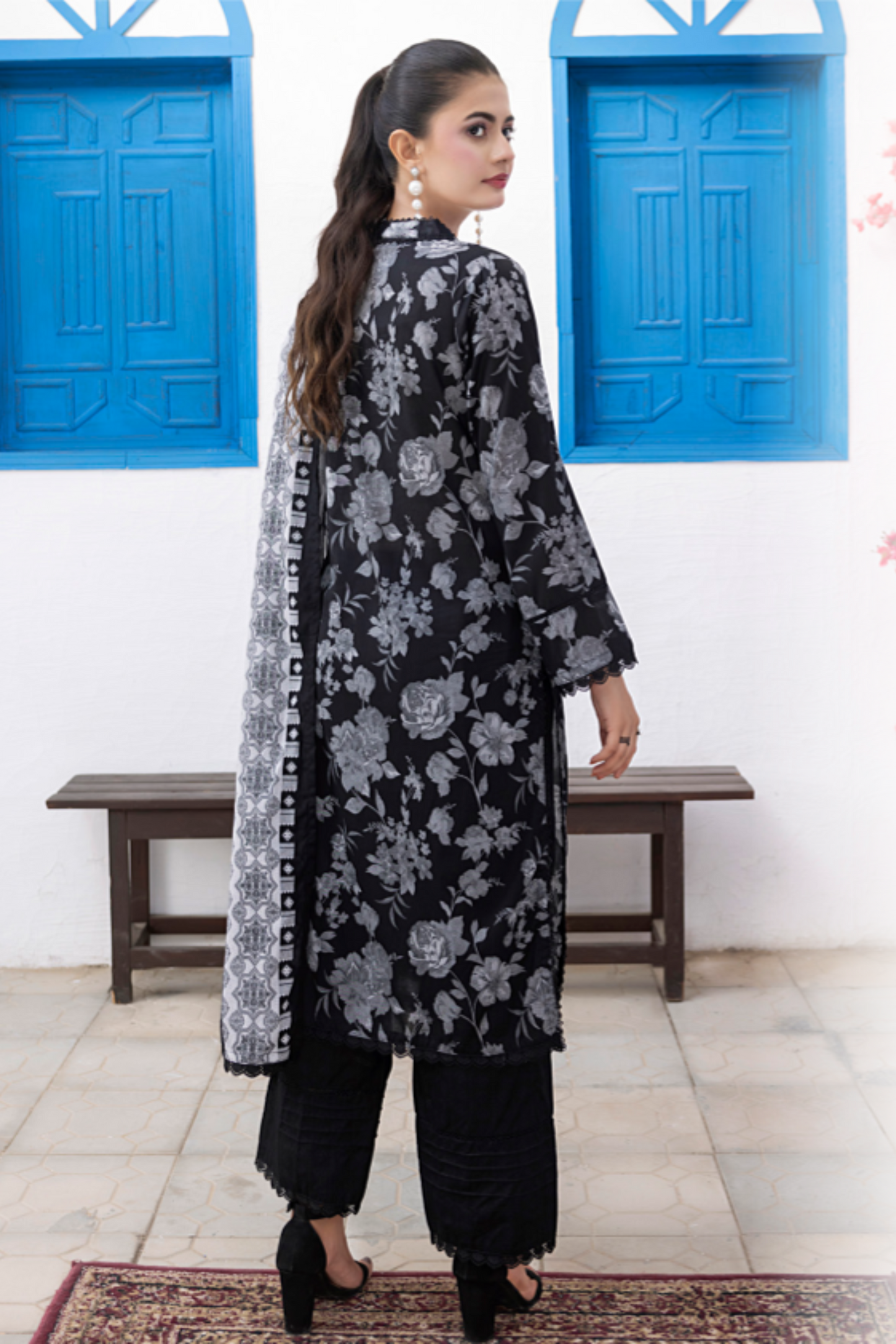 3 Pieces - Regalia Unstitched Black Print Lawn Suit