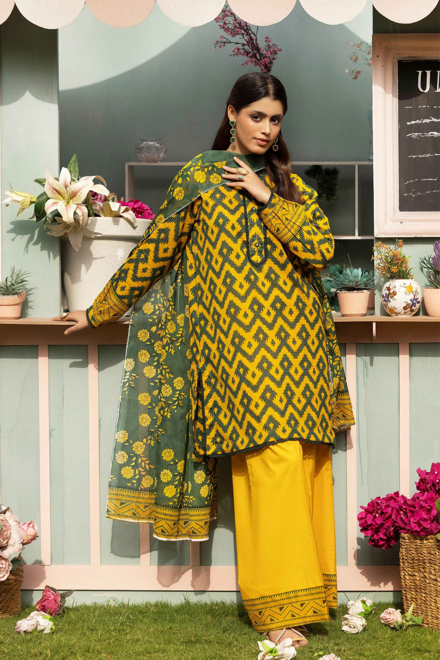 3 Pieces - Haya By Legends Unstitched Yellow Printed Lawn Suit