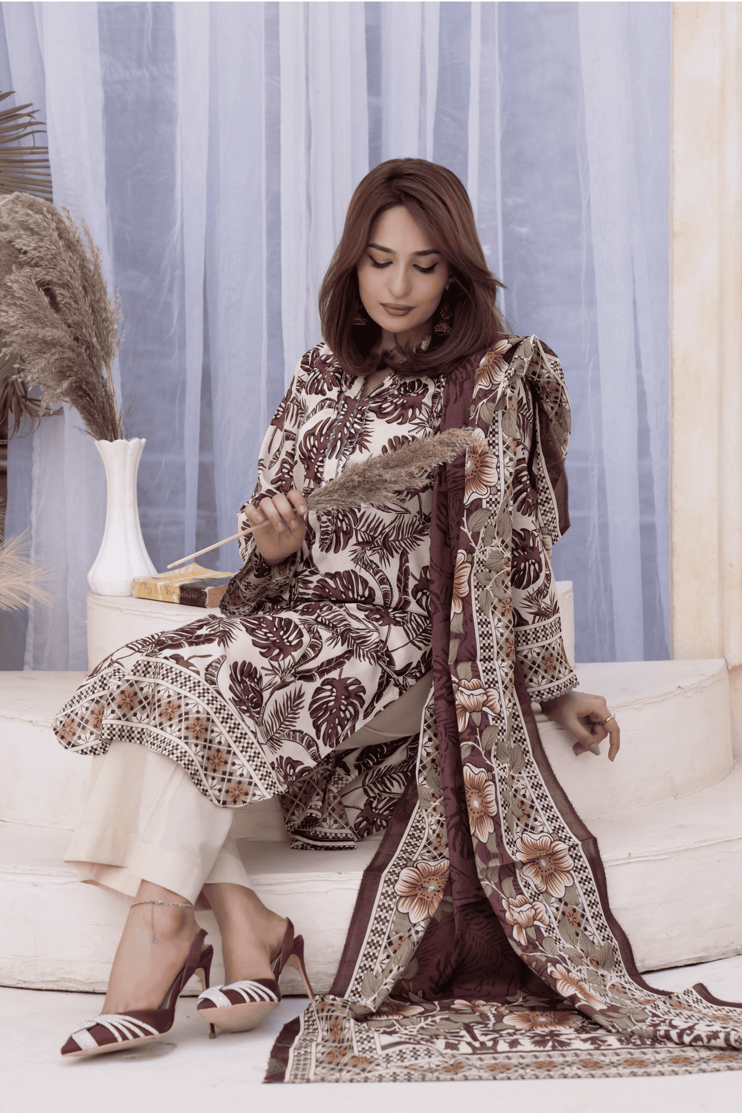 3 Pieces - Janan Unstitched Cream Printed Lawn Suit