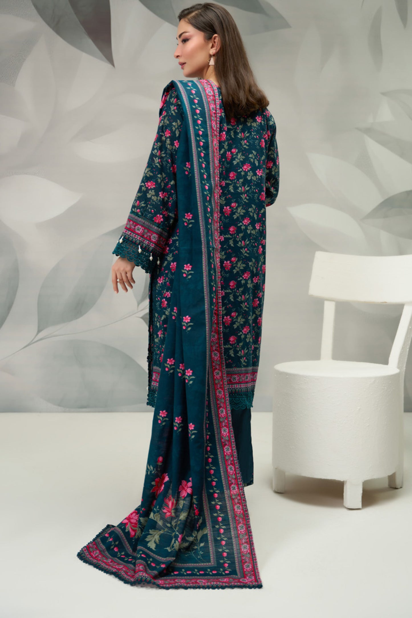 3 Pieces - Regalia Unstitched Blue Printed Khaddar Suit