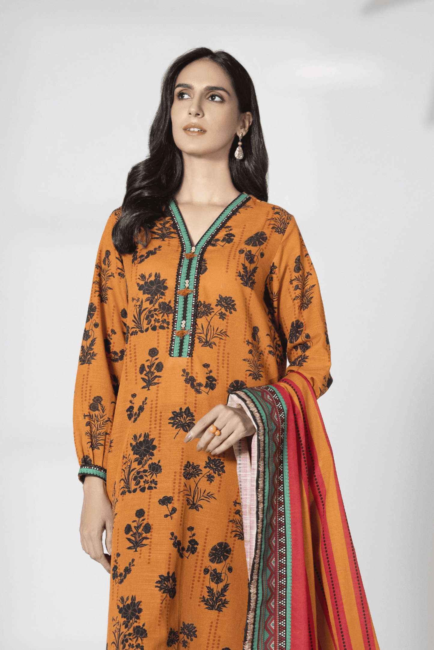 3 Pieces - Sapphire Unstitched Orange Printed Lawn Suit