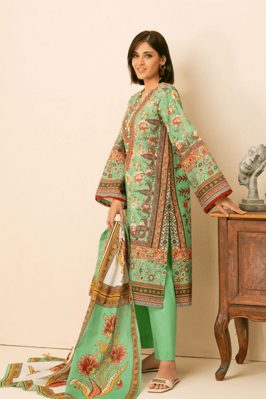 3 Pieces - GulAhmed Unstitched Parrot Printed Khaddar Suit