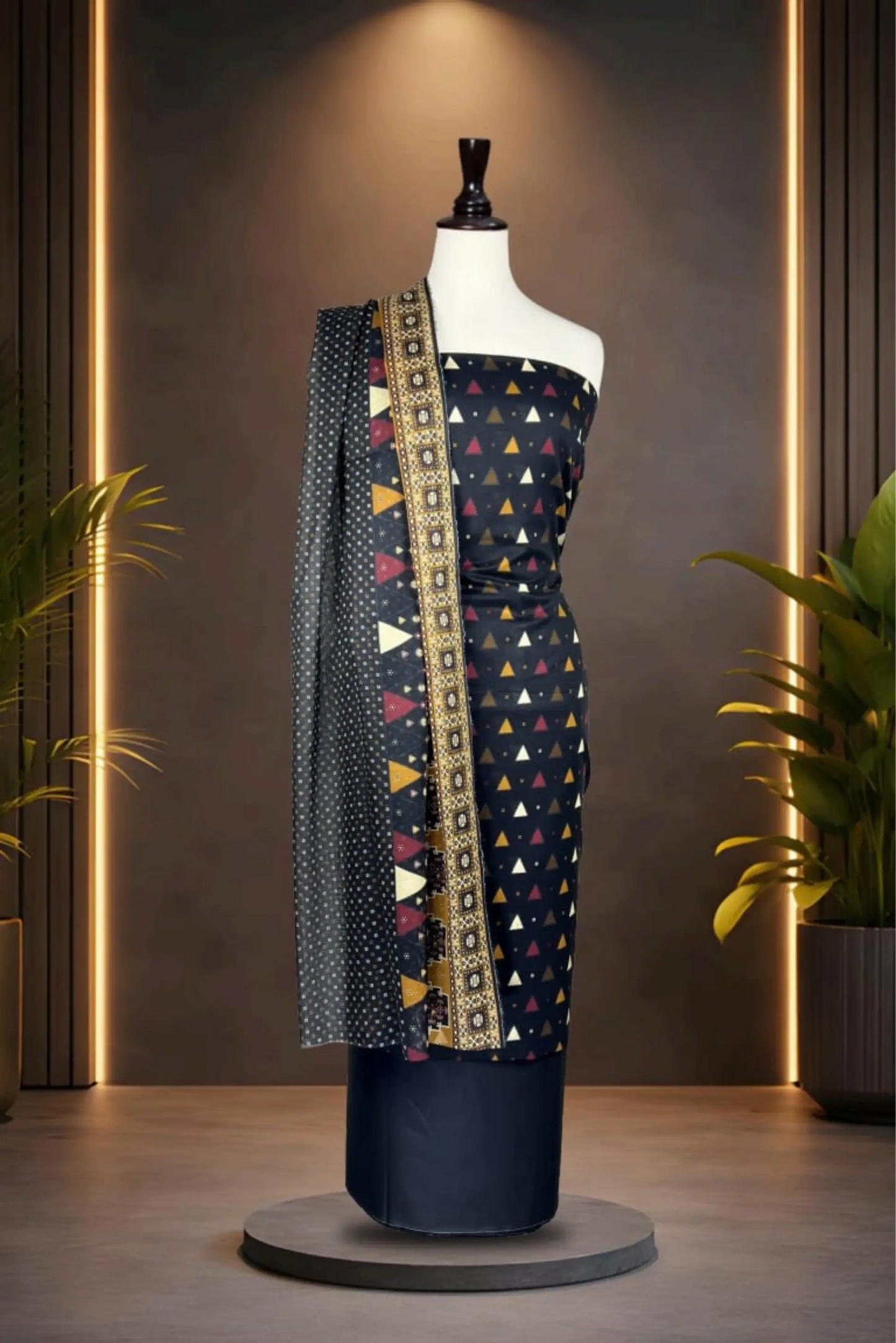 3 Pieces -Rijja By Mursahe Unstitched Black Ladies Lawn Suit