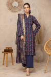 3 Pieces - Regalia Unstitched Navy Blue Fancy Zari Dupatta Printed Shirt Lawn Suit