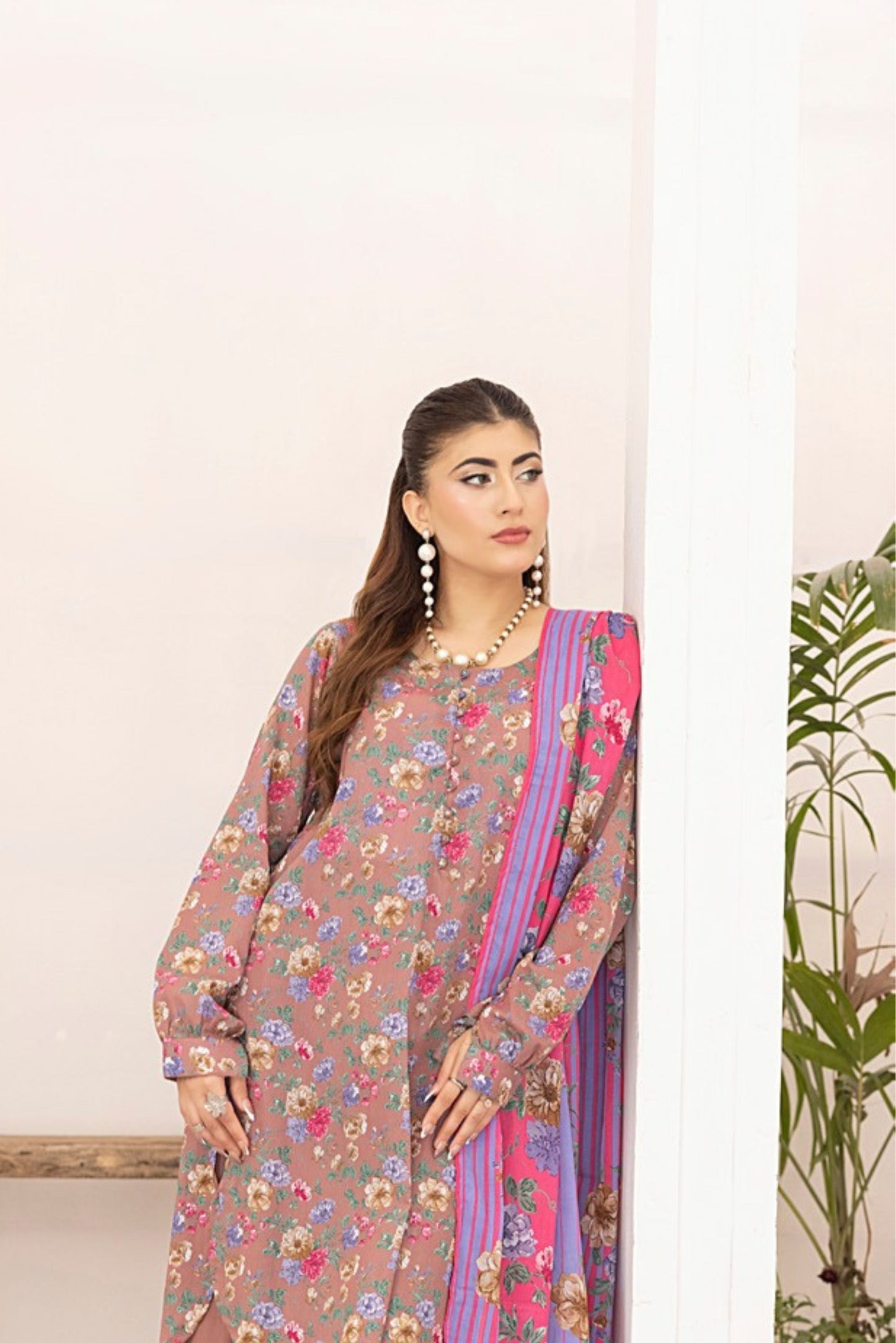 3 Pieces - Regalia Unstitched wine Printed Lawn Suit