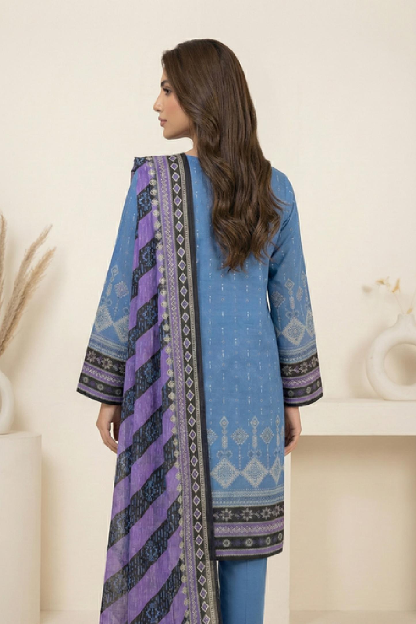 3 Pieces - Marooj Unstitched Blue Transliminor Magic Print Lawn Suit