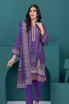3 Pieces - Regalia Stitched Purple Printed Khaddar Suit