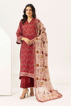 3 Pieces - Haya By Legends Unstitched Maroon Printed Lawn Suit