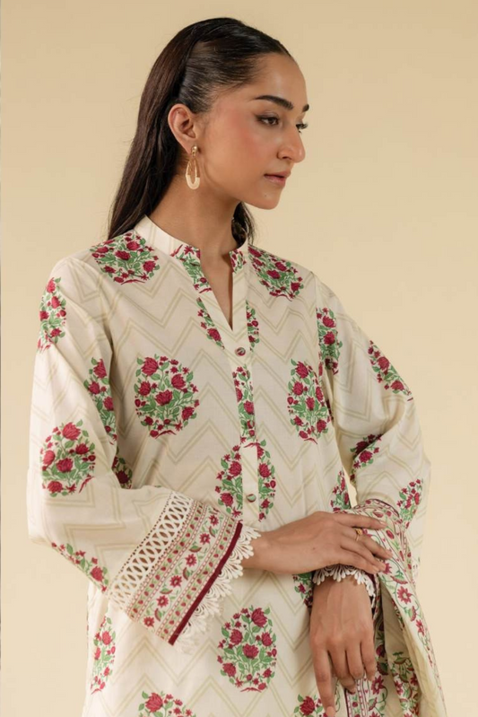 3 Pieces - Beyond East Unstitched Off White Printed Lawn Suit