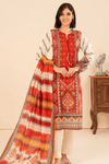 3 Pieces - GulAhmed Unstitched Red Printed Khaddar Suit