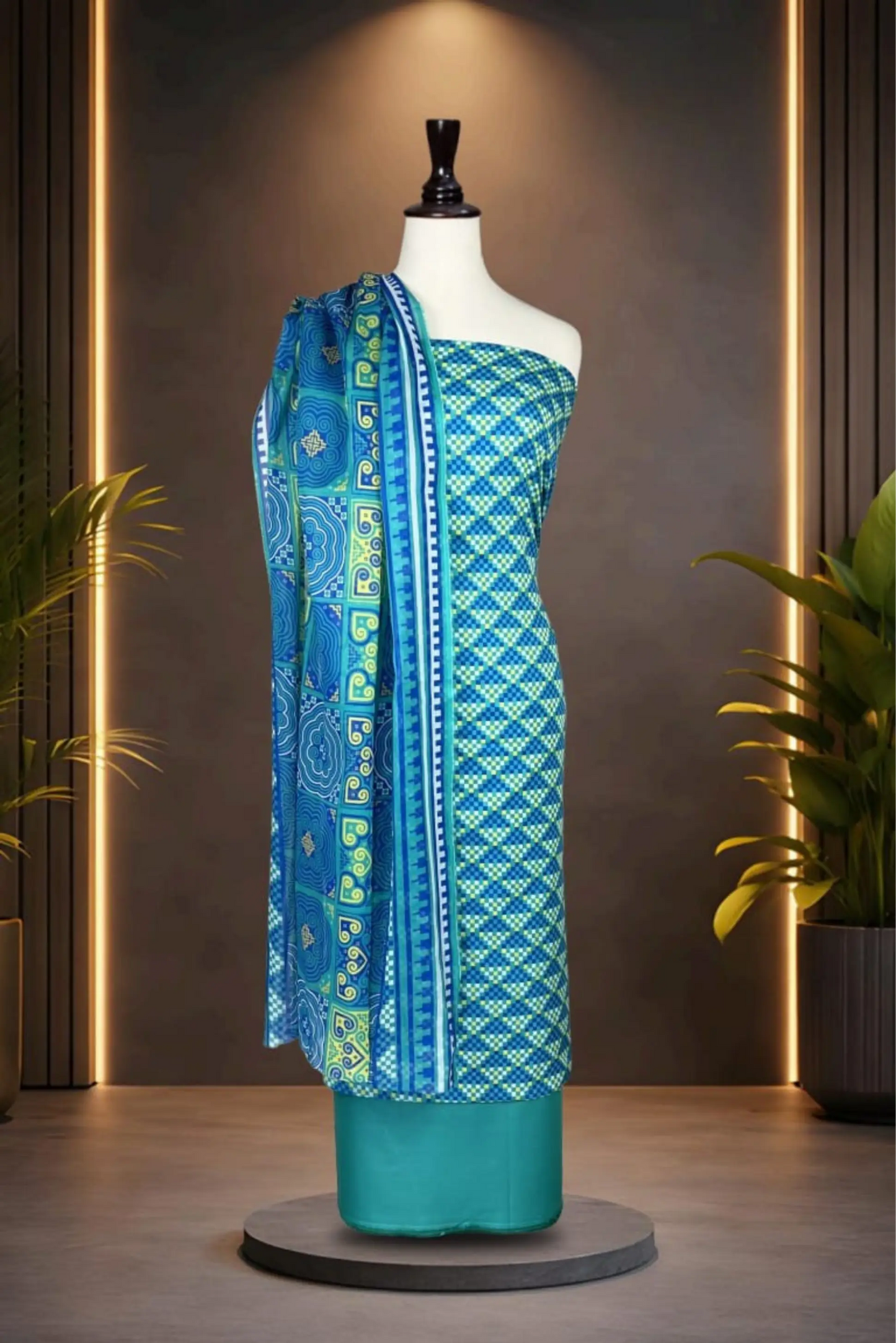 3 Pieces -Rijja By Mursahe Unstitched Multi Ladies Lawn Suit