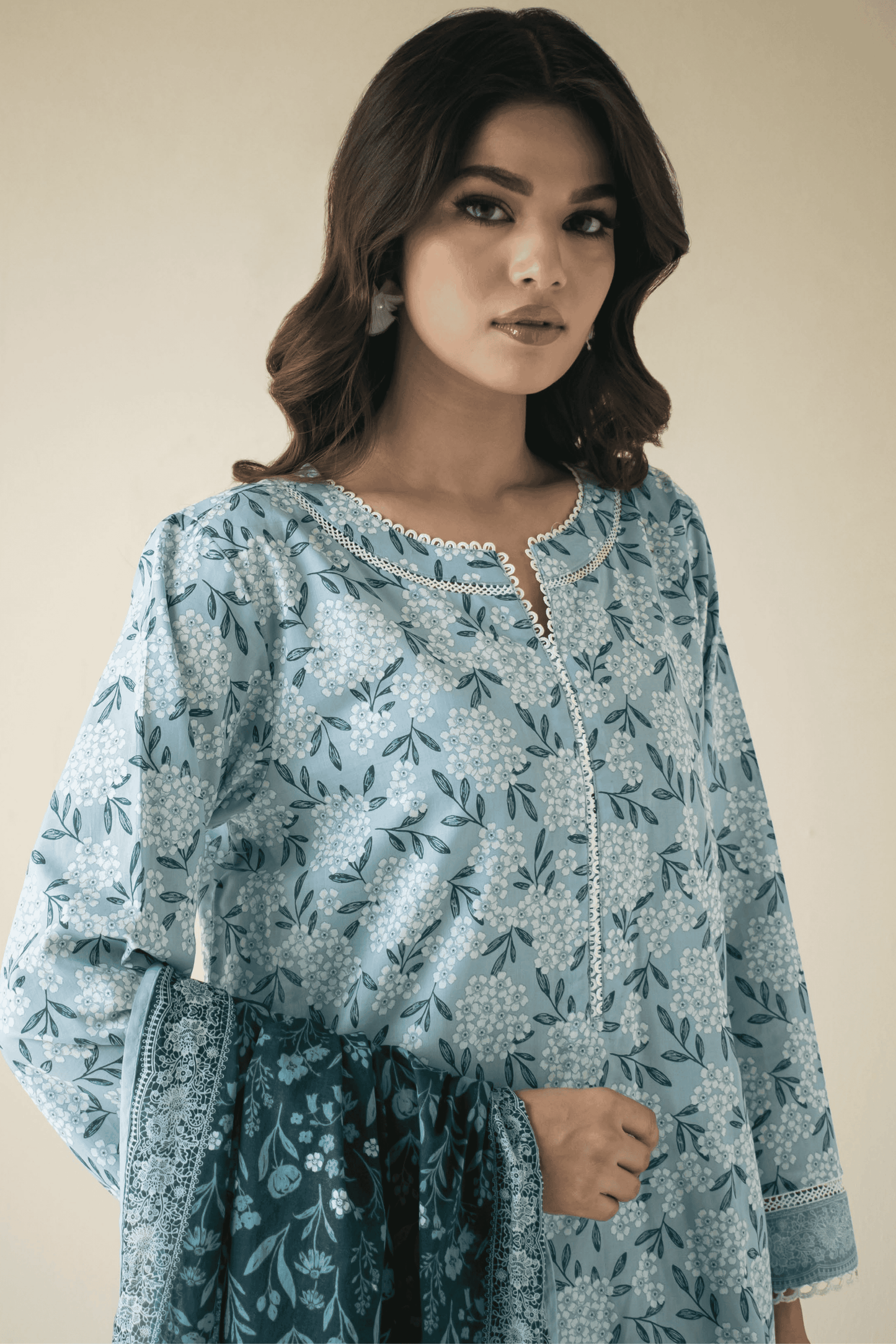 3 Pieces - Orient Unstitched Ferozi Printed Lawn Suit