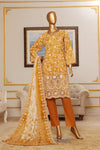 3 Pieces - Riwayat Unstitched Mustard Embroided Lawn with Cutwork Chiffon Dupatta Suit