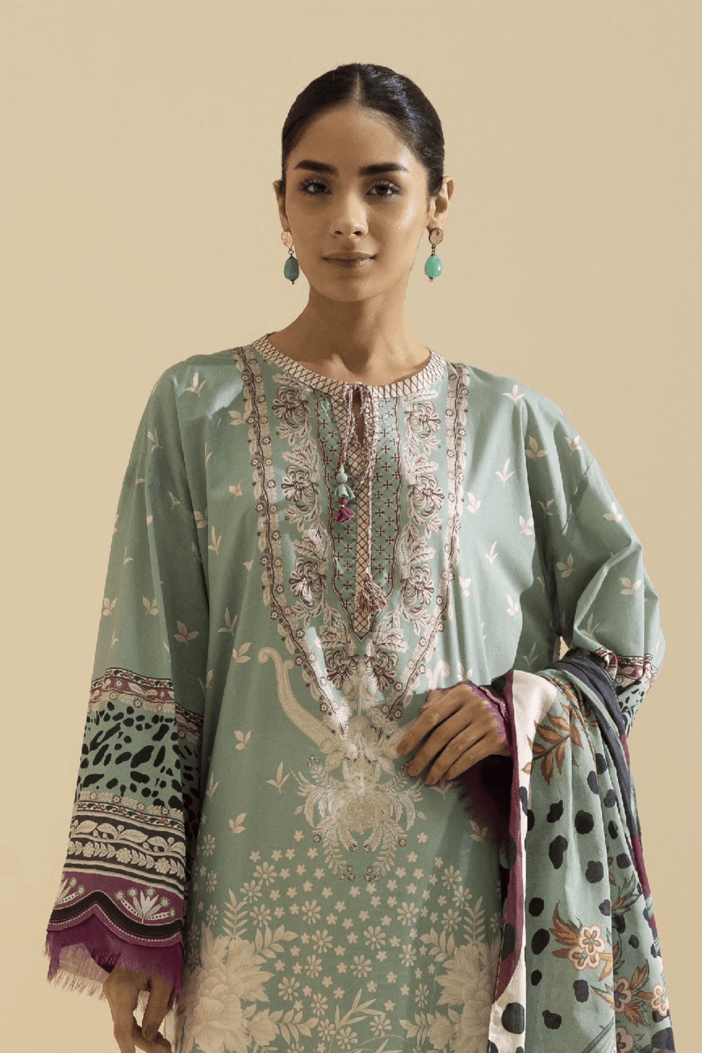 3 Pieces - Sapphire Unstitched Sea Green Printed Lawn Suit