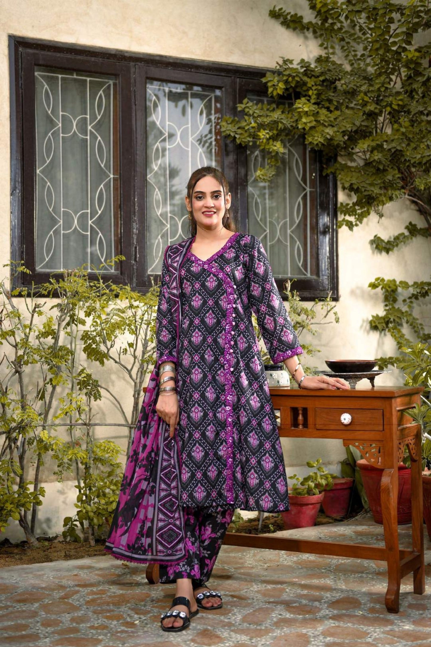 3 Pieces - Murashee Unstitched Dark Purple Printed Lawn Suit