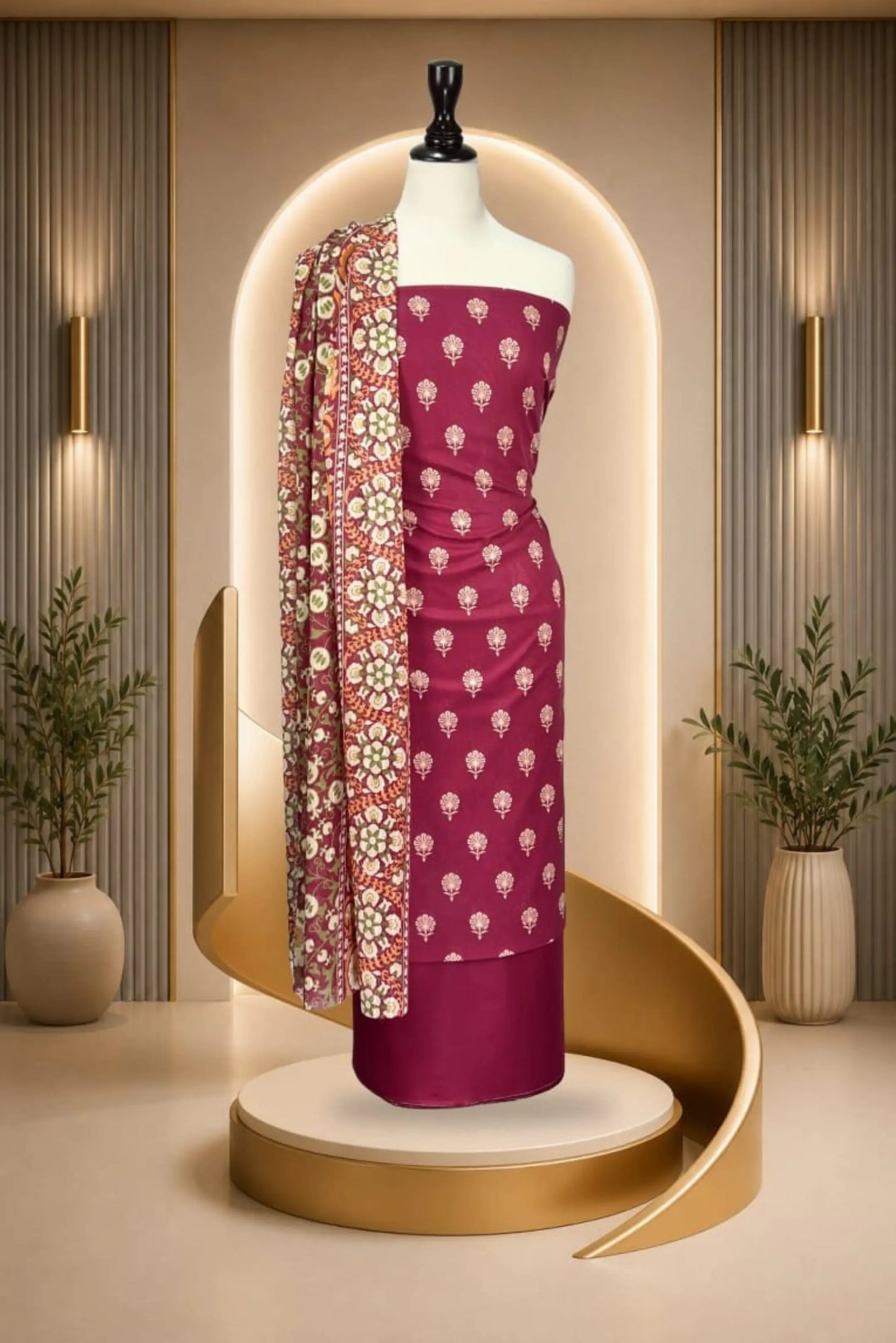 3 Pieces -Rijja By Mursahe Unstitched Red Ladies Lawn Suit