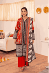 3 Pieces - GulAhmad Unstitched Red Printed Lawn Suit