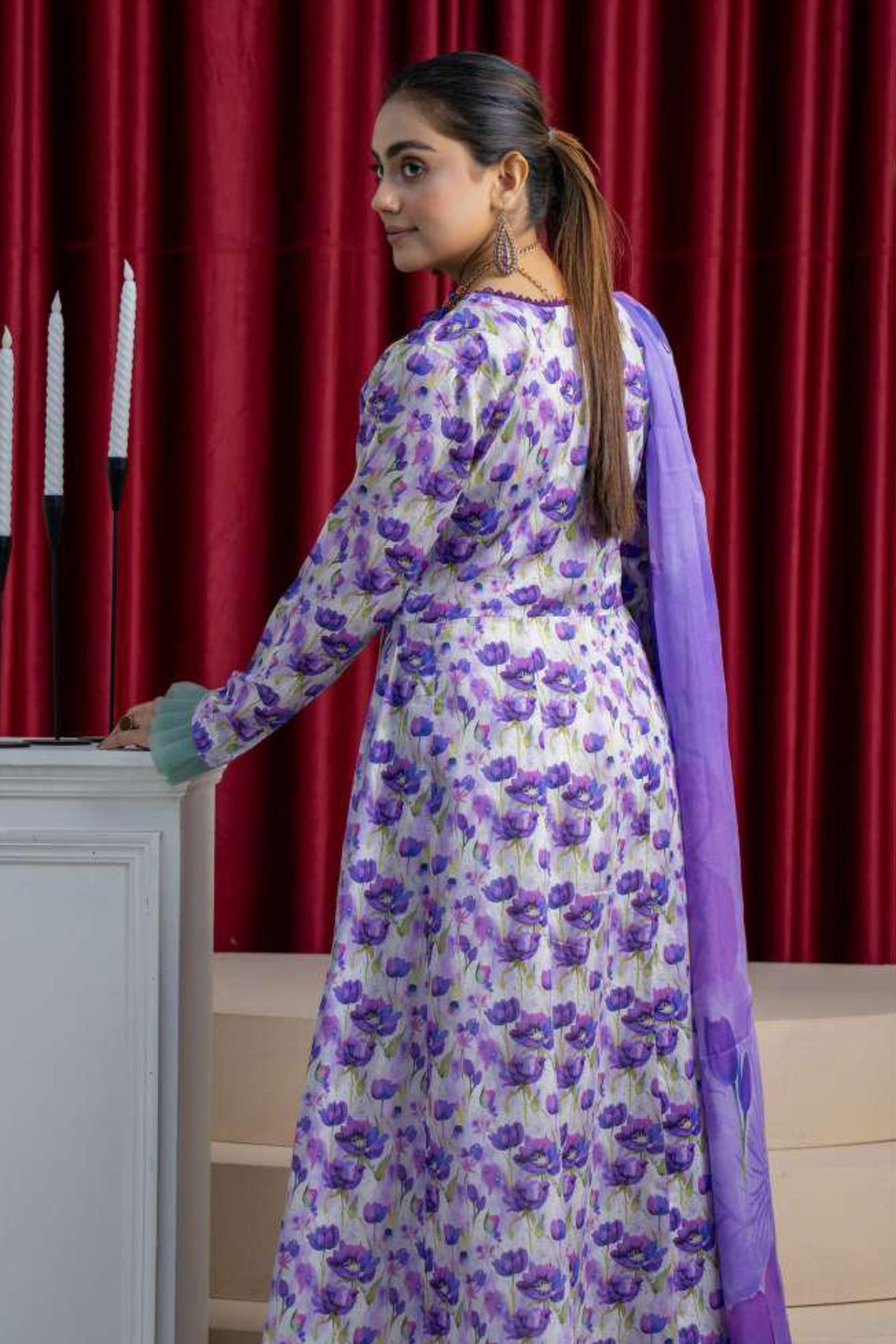 3 Pieces - B&C Unstitched Purple Printed Lawn Suit