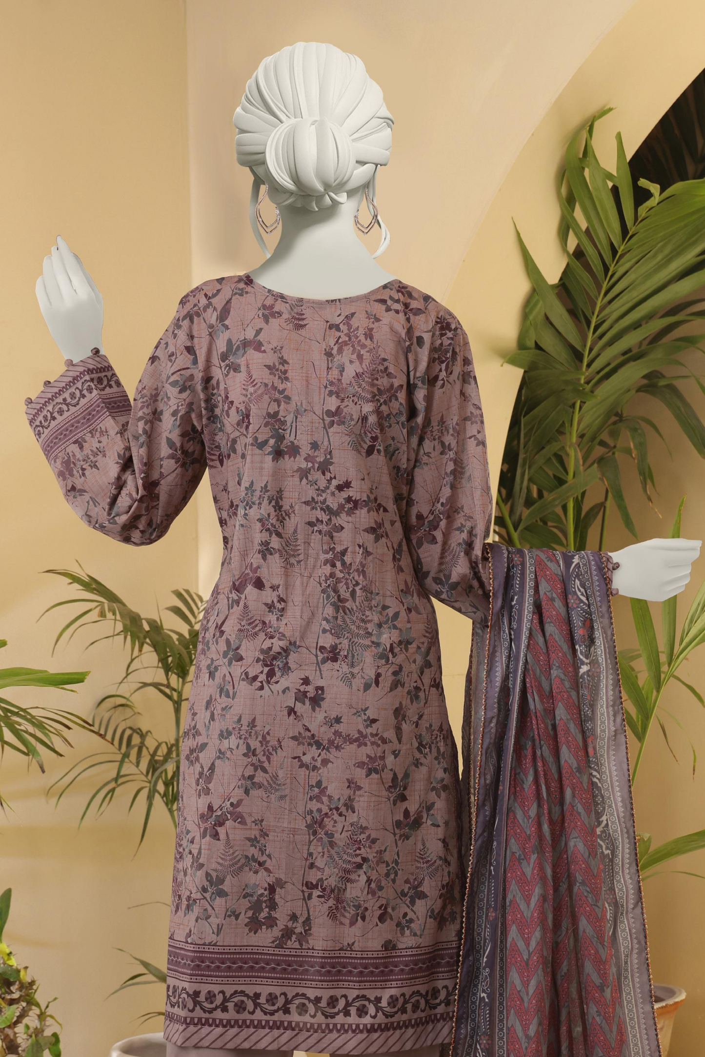 3 Pieces - Almeerah Unstitched Purple Printed Lawn Suit