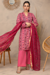 3 Pieces - Regalia Unstitched Pink Fancy Zari Dupatta Printed Shirt Lawn Suit