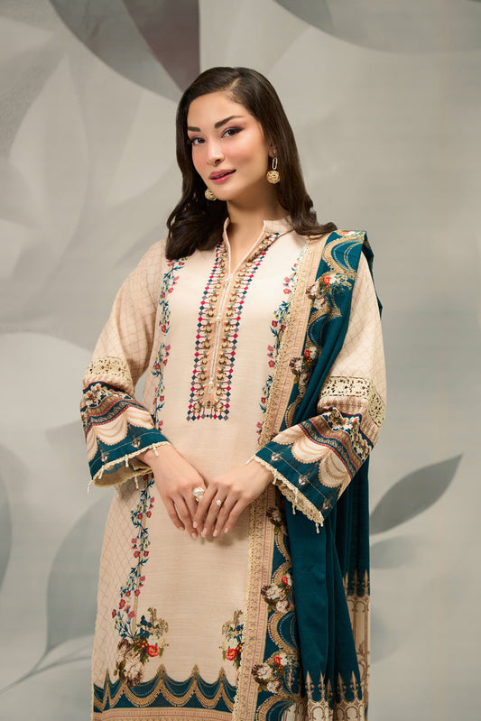3 Pieces - Regalia Unstitched Skin Printed Khaddar Suit