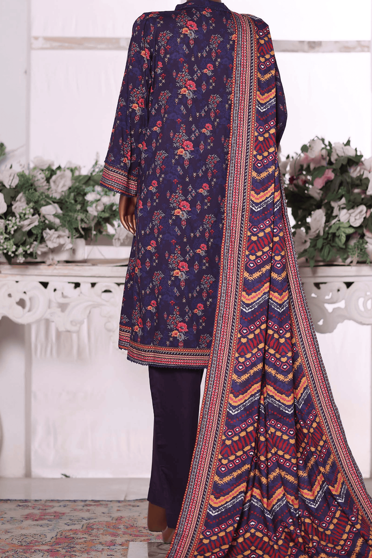 3 Pieces - Riwayat Unstitched Purple Dobby Viscose Suit