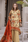 3 Pieces - Janan Unstitched Khaki Printed Lawn Suit