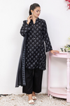 3 Pieces - Regalia Unstitched Black Print Lawn Suit