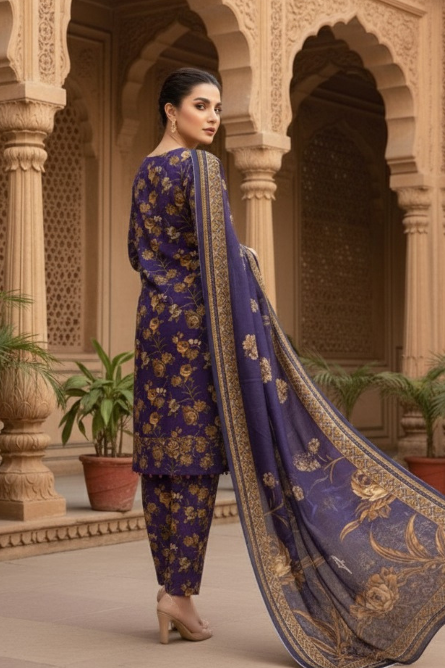 3 Pieces - Marooj Unstitched Purple BanaDora Linen Suit