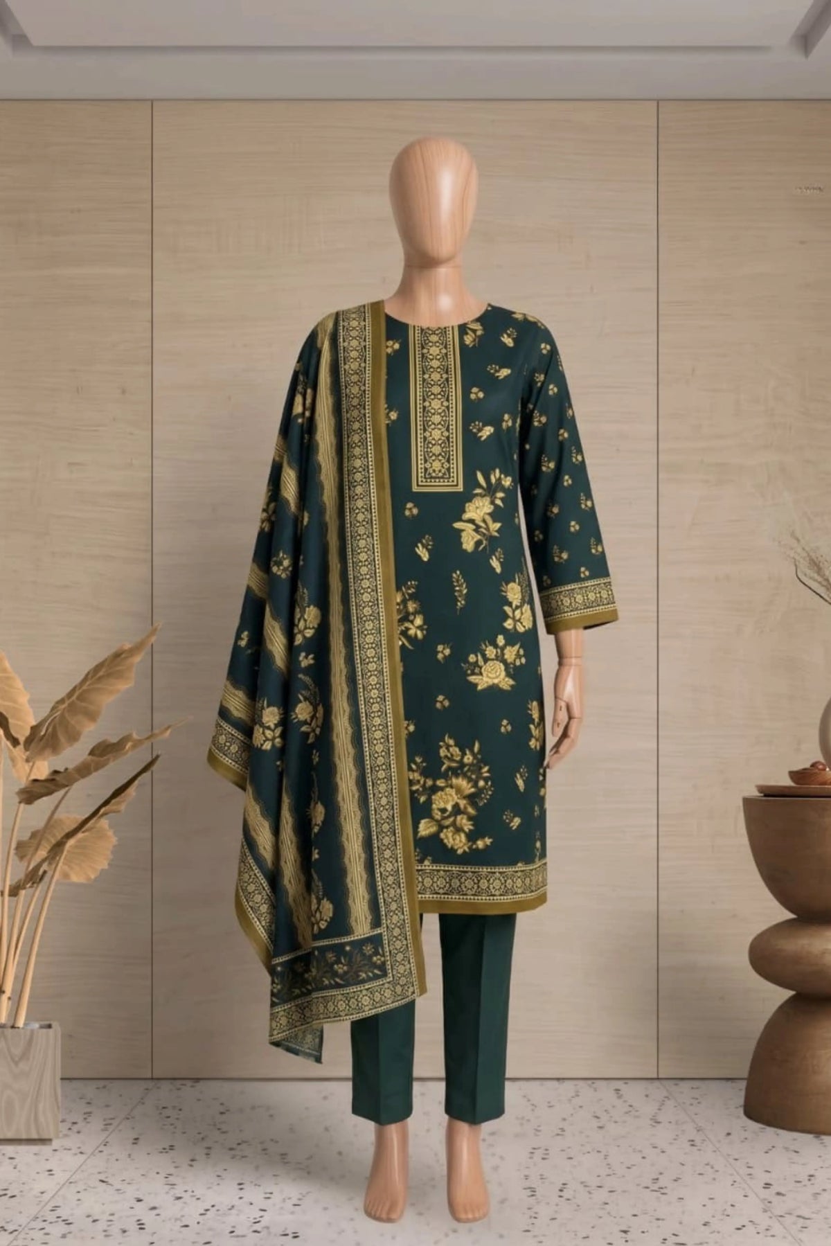 3 Pieces - Rijja By Murashe Unstitched Zink Ladies Printed Khaddar Suit