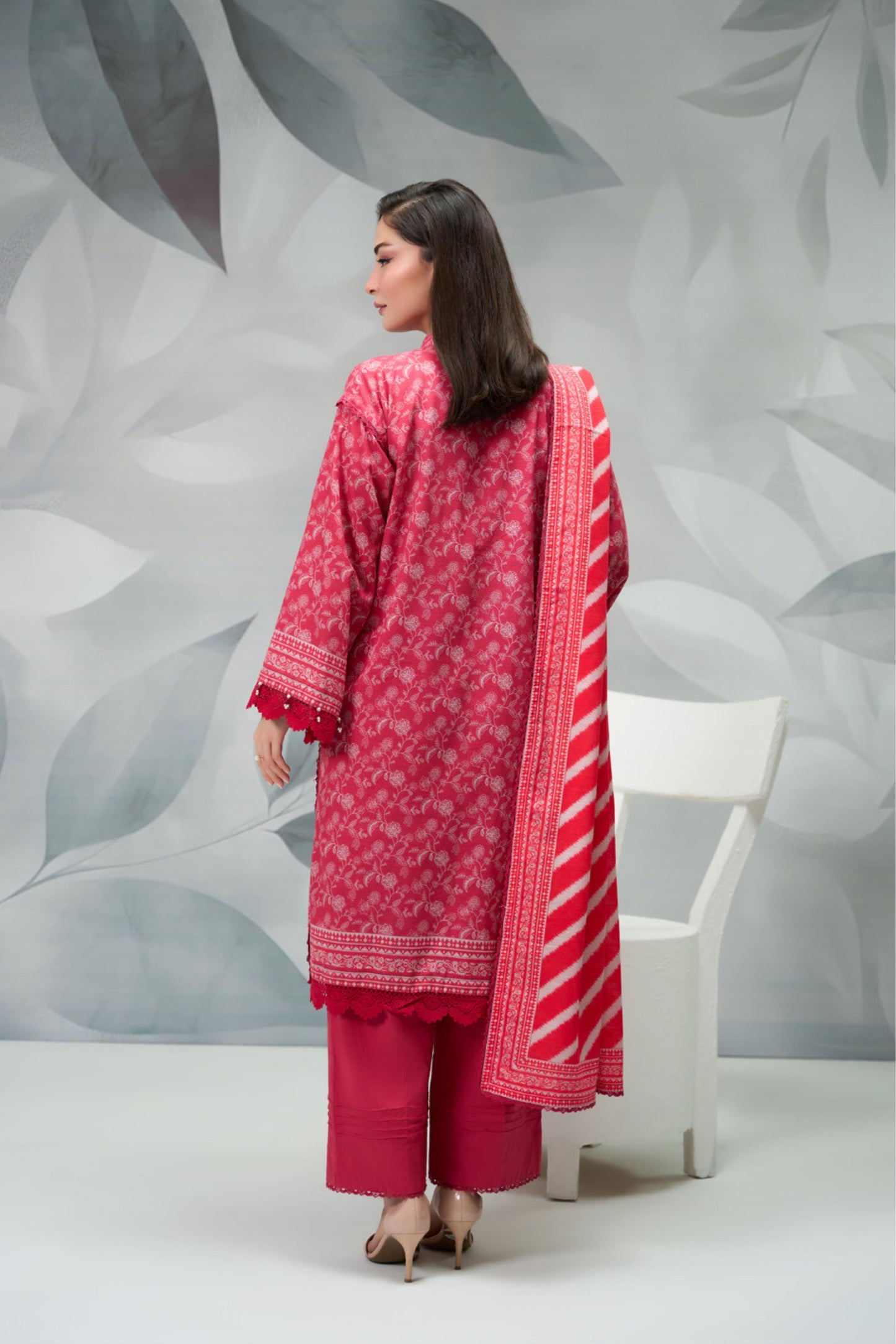 3 Pieces - Regalia Unstitched Pink Printed Khaddar Suit