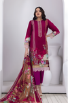 3 Pieces - Regalia Stitched Maroon Printed Khaddar Suit