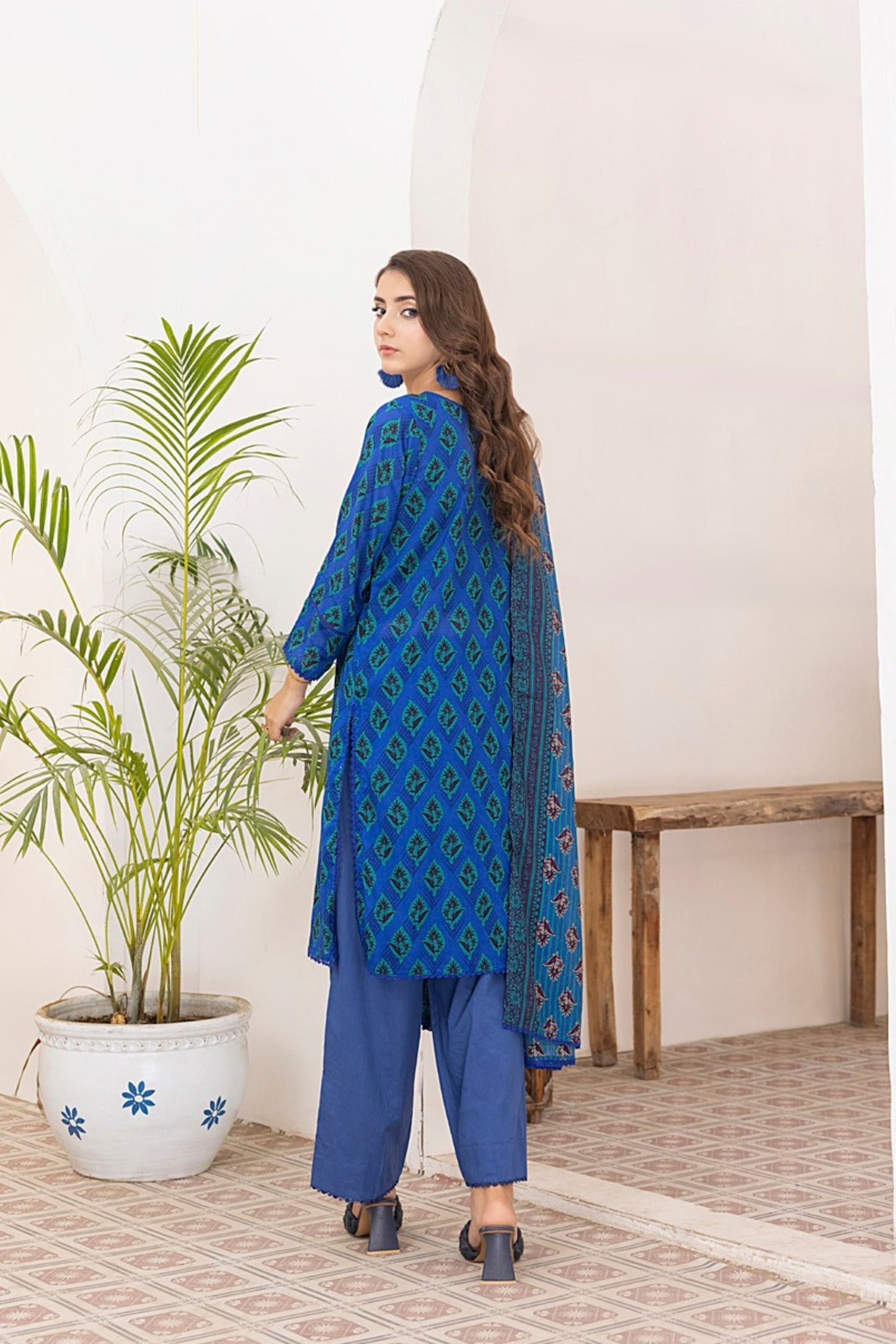 3 Pieces - Regalia Unstitched Denim Blue Printed Lawn Suit