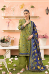 3 Pieces - Haya By Legends Unstitched Green Printed Lawn Suit