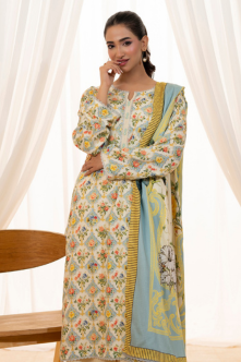 3 Pieces - Regalia Unstitched Skin Doriya Linen Suit