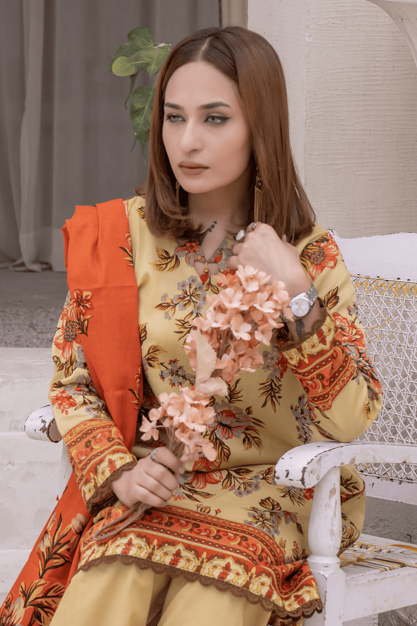 3 Pieces - Janan Unstitched Khaki Printed Lawn Suit