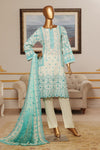 3 Pieces - Riwayat Unstitched Cream Embroided Lawn with Cutwork Chiffon Dupatta Suit