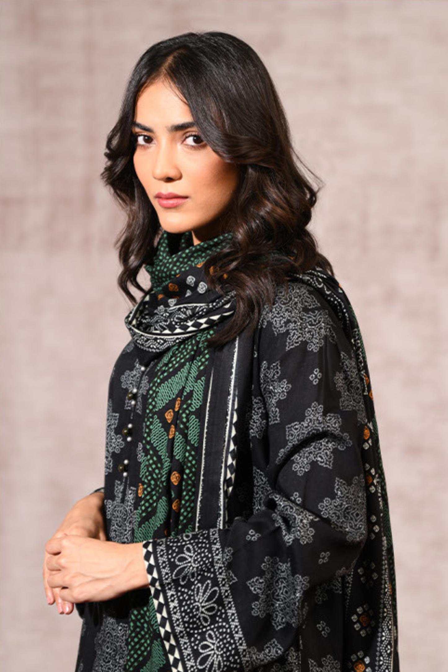 3 Pieces - Nishat Unstitched Dark Blue Printed Linen Suit