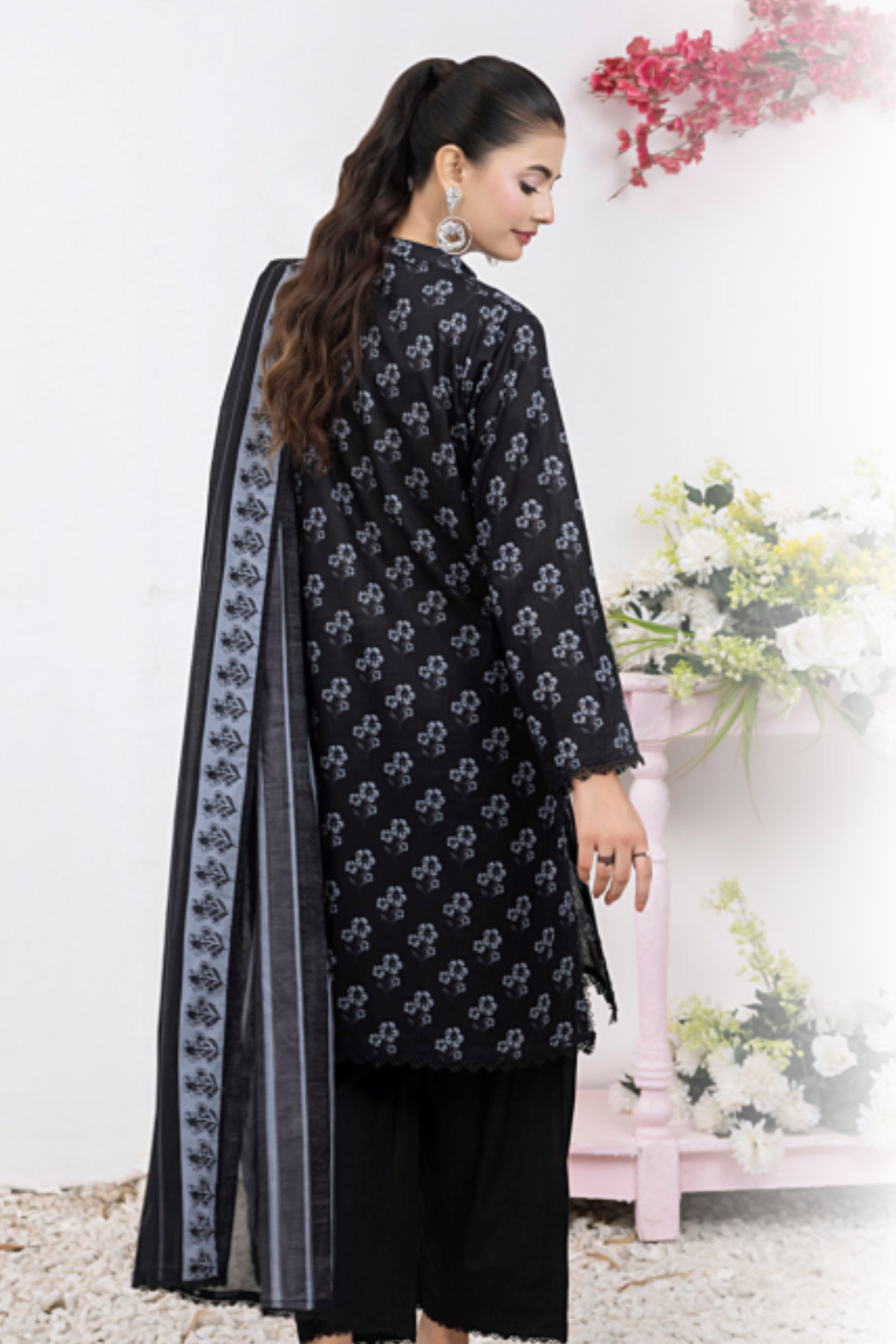 3 Pieces - Regalia Unstitched Black Print Lawn Suit